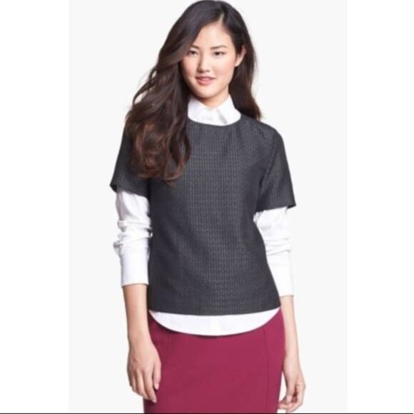 Halogen Jacquard Geometric Print Blouse Black Work Wear Women Small - Picture 1 of 8